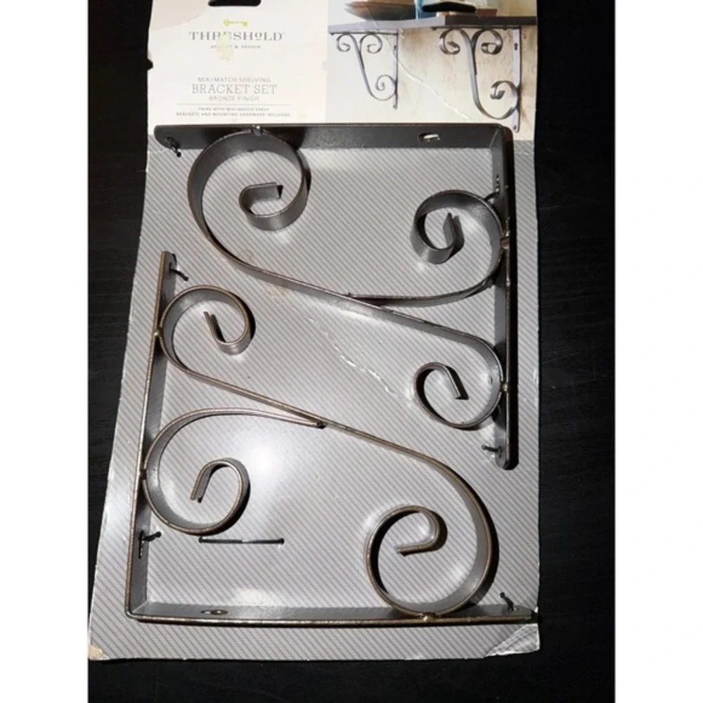 Threshold Mix+Match Shelving Bracket Set Bronze Finish Scroll Metal Target New